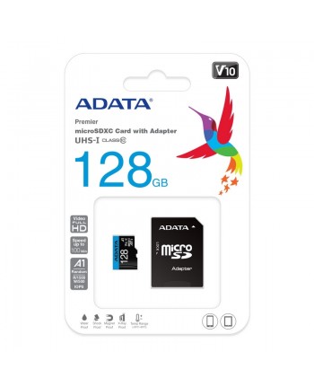 ADATA 128GB MicroSDHC/SDXC UHS-I memory card with adapter