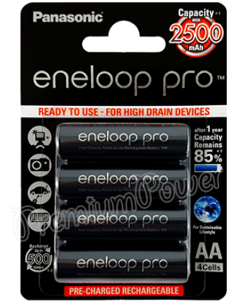Panasonic eneloop pro AA Rechargeable NiMH Batteries (1.2V, 2500mAh, 4-Pack)